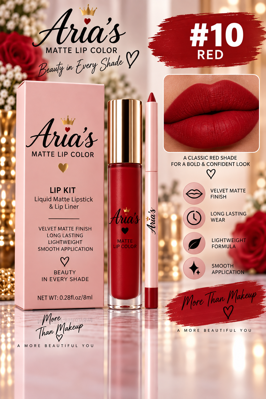 Aria’s Matte Collection – Matte Lipstick & Lip Liner Set