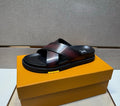 Men’s Black Leather Slide Sandals