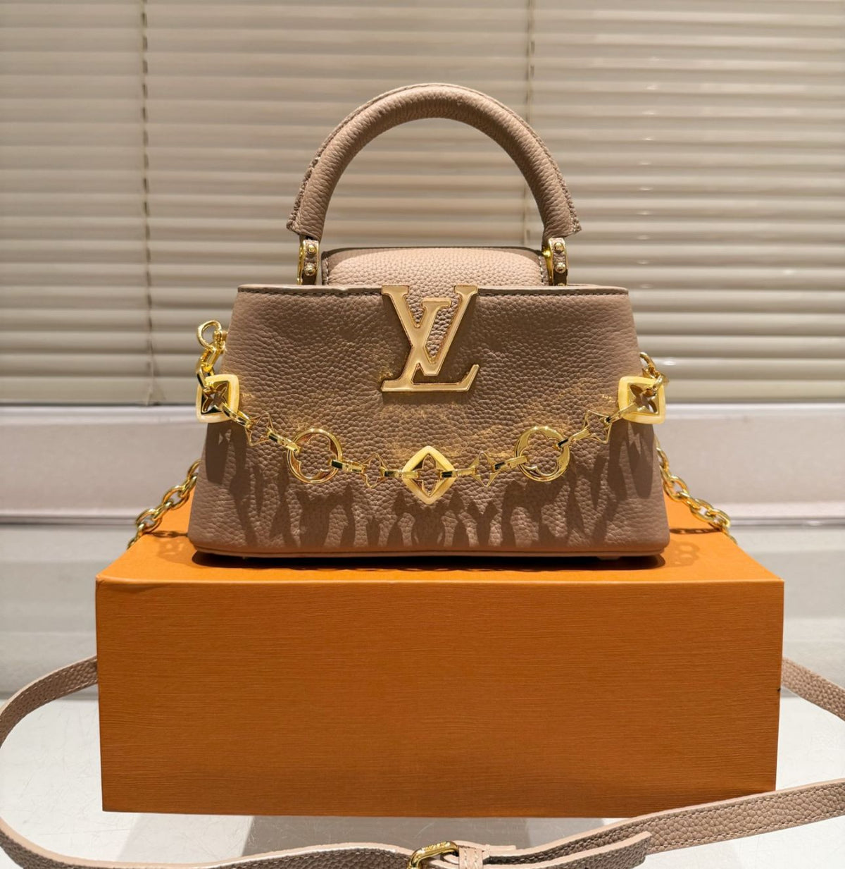 Textured Top Handle Handbag