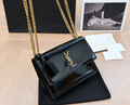Glossy Black Chain Shoulder Bag
