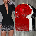 Women’s Rhinestone Fringe Blazer Mini Dress