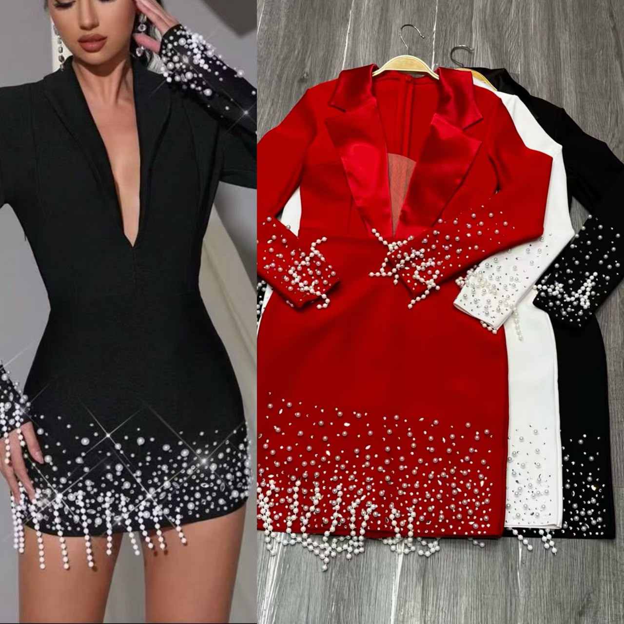 Women’s Rhinestone Fringe Blazer Mini Dress