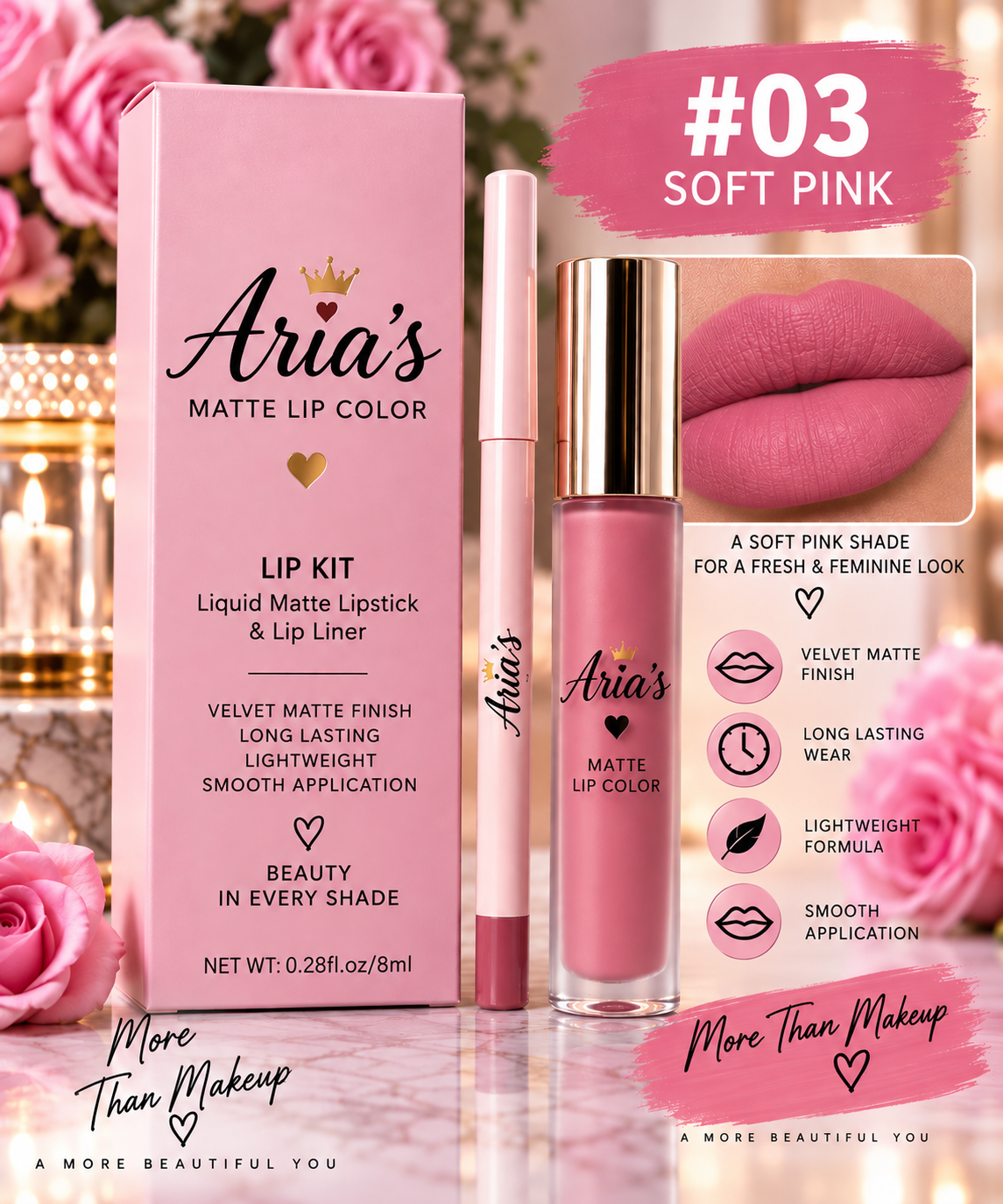 Aria’s Matte Collection – Matte Lipstick & Lip Liner Set