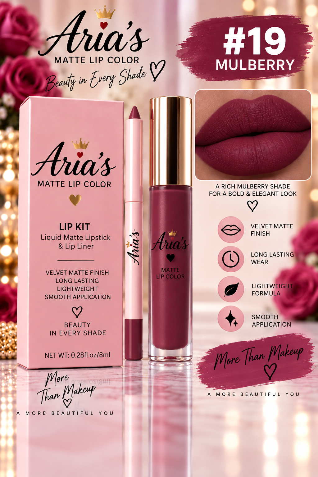 Aria’s Matte Collection – Matte Lipstick & Lip Liner Set