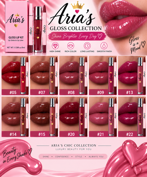 Aria’s Lip Gloss Collection – High Shine & Moisturizing Lip Gloss