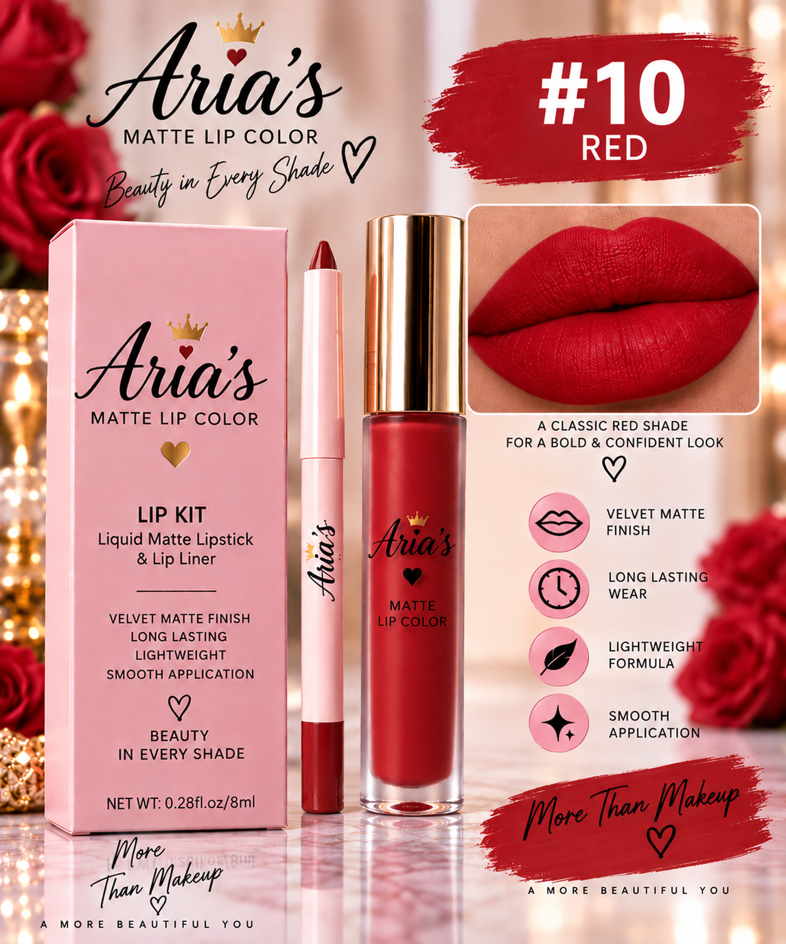 Aria’s Matte Collection – Matte Lipstick & Lip Liner Set