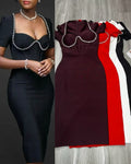 Women’s Rhinestone Bustier Maxi Dress