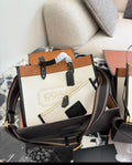 Elegant Colorblock Tote & Crossbody Bag