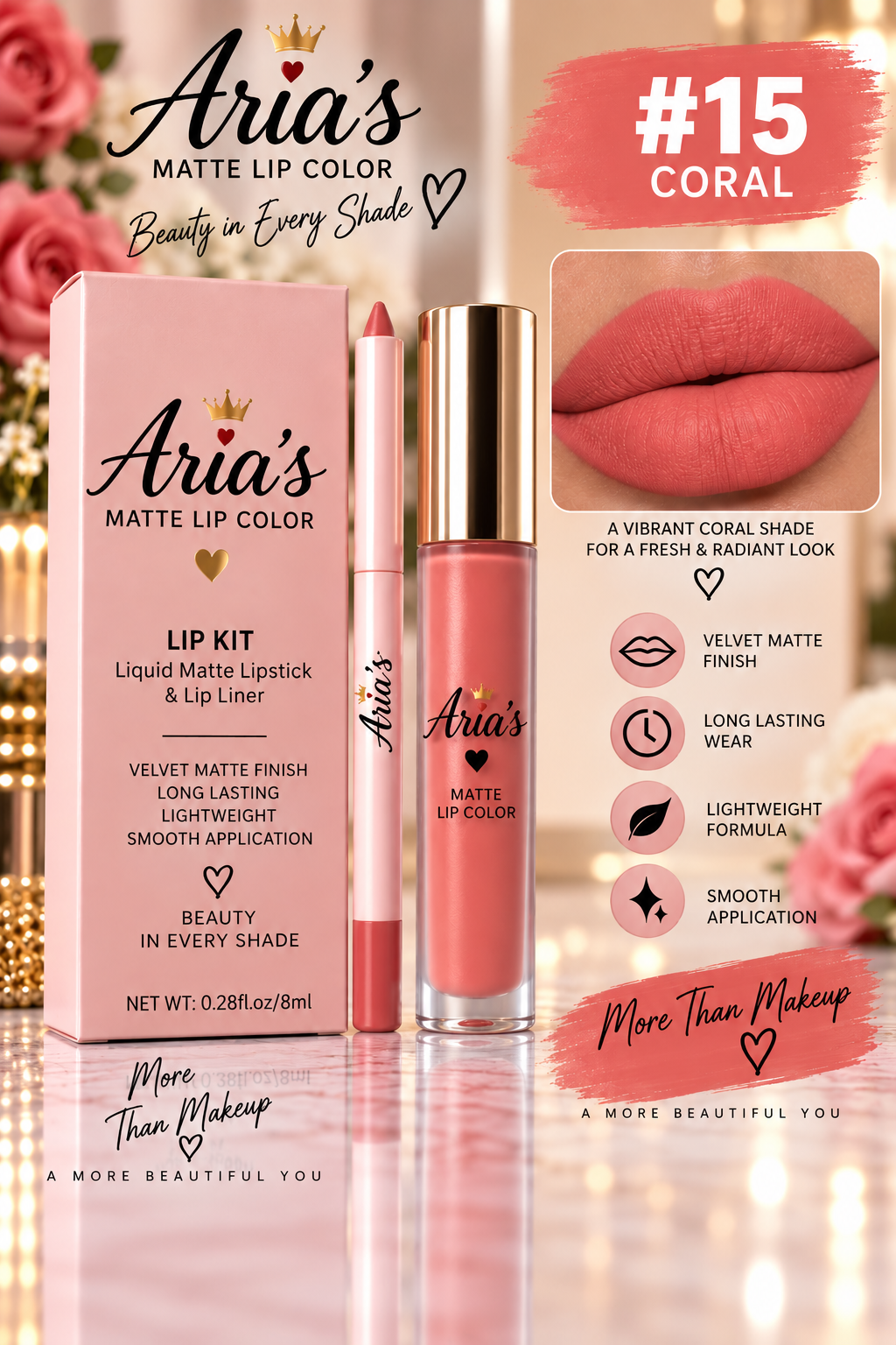 Aria’s Matte Collection – Matte Lipstick & Lip Liner Set