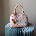 Chic Multi-Color Pattern Handbag with Bow Charm